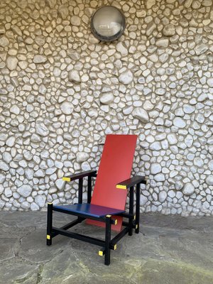 Vintage Red and Blue Armchair by Gerrit Thomas Rietveld, 1970s-ZM-1818396