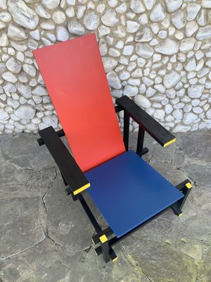 Vintage Red and Blue Armchair by Gerrit Thomas Rietveld, 1970s-ZM-1818396