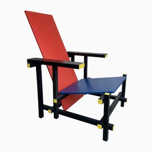 Vintage Red and Blue Armchair by Gerrit Thomas Rietveld, 1970s-ZM-1818396