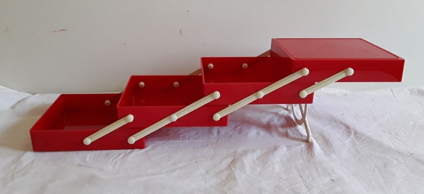 Vintage Red and White Plastic Fold-Out Sewing Box, 1970s-HOI-683357