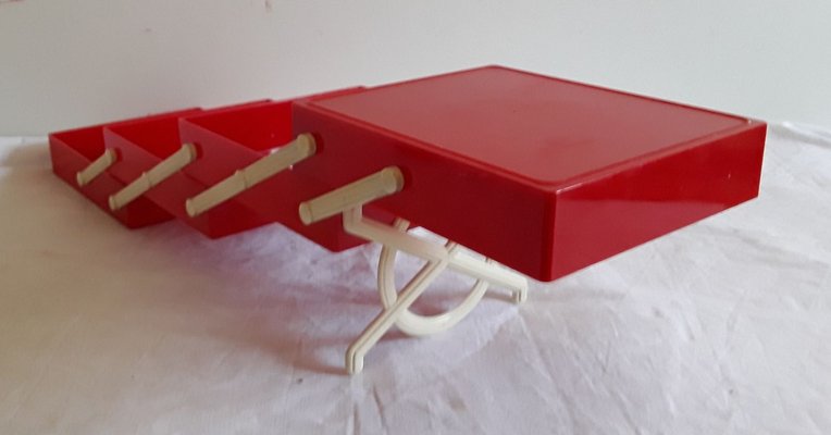 Vintage Red and White Plastic Fold-Out Sewing Box, 1970s-HOI-683357