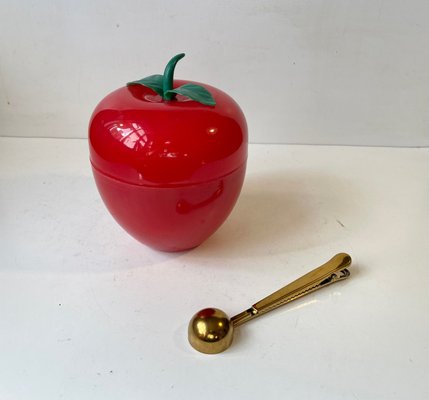 Vintage Red Apple Plastic Ice Bucket and Tong, 1970s, Set of 2-LCR-1441005