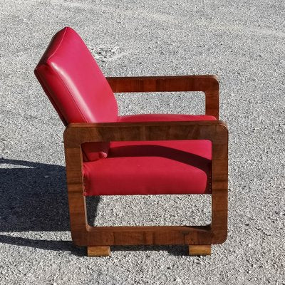 Vintage Red Armchair in Wood, 1930s-RAQ-1823158