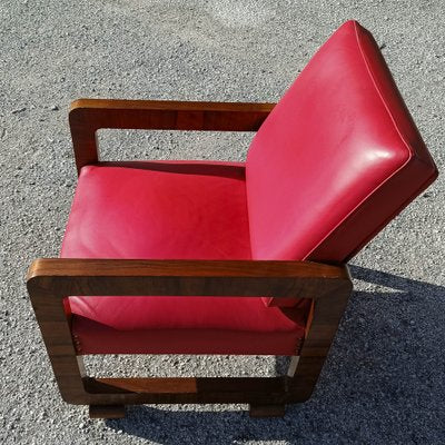 Vintage Red Armchair in Wood, 1930s-RAQ-1823158