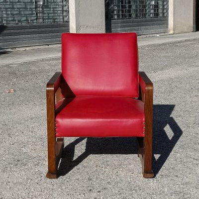 Vintage Red Armchair in Wood, 1930s-RAQ-1823158