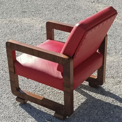 Vintage Red Armchair in Wood, 1930s-RAQ-1823158