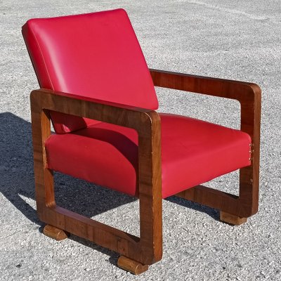 Vintage Red Armchair in Wood, 1930s-RAQ-1823158