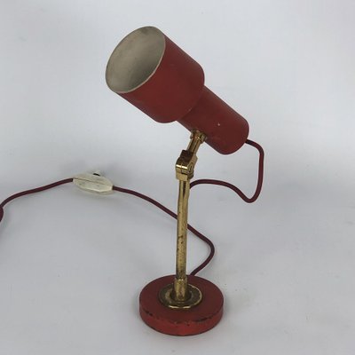 Vintage Red Brass Table Lamp from Stilnovo, 1950s-OT-974705