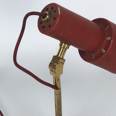 Vintage Red Brass Table Lamp from Stilnovo, 1950s-OT-974705