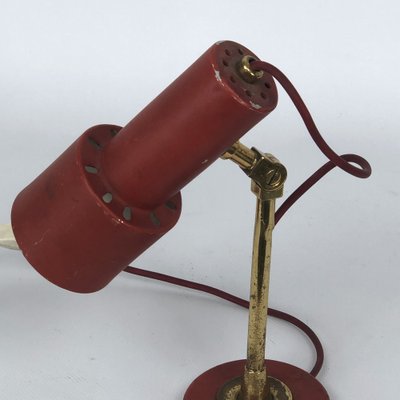 Vintage Red Brass Table Lamp from Stilnovo, 1950s-OT-974705