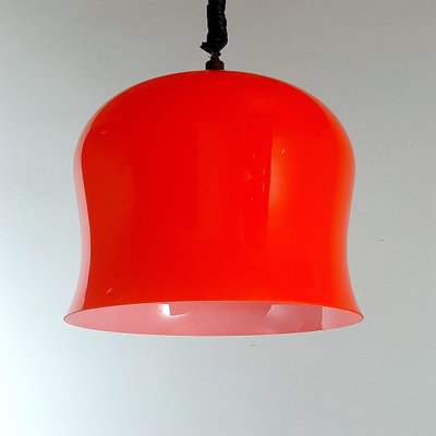 Vintage Red Glass Pendant Lamp, Italy, 1960s-WQC-847371