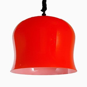 Vintage Red Glass Pendant Lamp, Italy, 1960s-WQC-847371