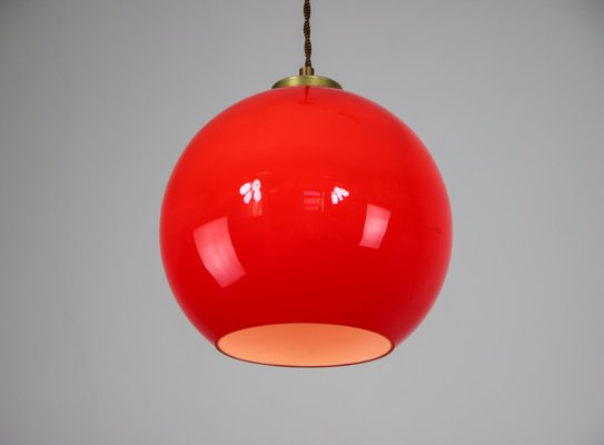 Vintage Red Glass Pendant Lamps, Set of 2-HGJ-1187974