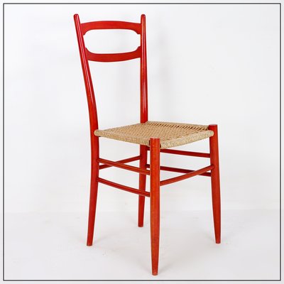 Vintage Red Lacquered Wooden Chair-NYF-2019008