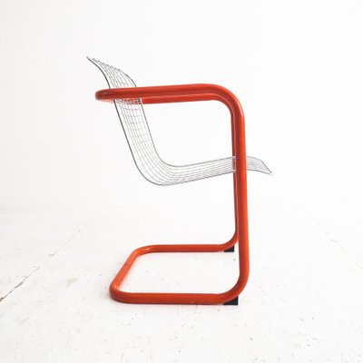 Vintage Red Metal & Clear Armchair, 1980s-UPW-1364812