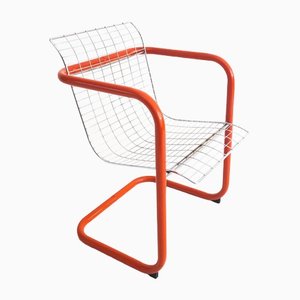 Vintage Red Metal & Clear Armchair, 1980s-UPW-1364812