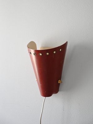 Vintage Red Metal Wall Light, 1960s-QWP-2034853