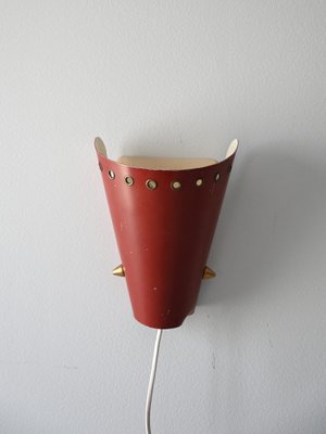 Vintage Red Metal Wall Light, 1960s-QWP-2034853