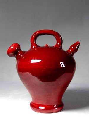 Vintage Red Monochrome Glazed Ceramic Gargoulette-GRD-2020159