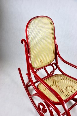 Vintage Red Rocking Chair attributed to Michael Thonet-UJQ-1517521