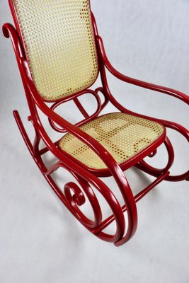 Vintage Red Rocking Chair attributed to Michael Thonet-UJQ-1517521