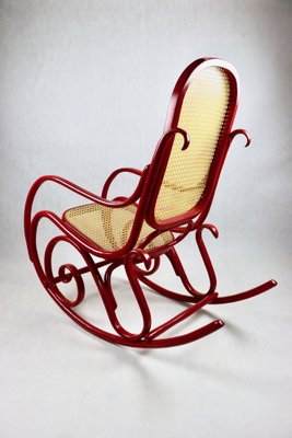 Vintage Red Rocking Chair attributed to Michael Thonet-UJQ-1517521