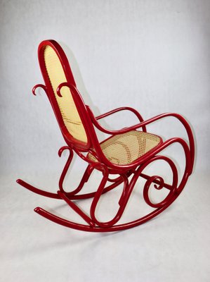 Vintage Red Rocking Chair attributed to Michael Thonet-UJQ-1517521