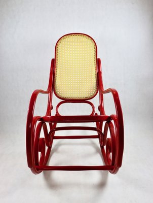 Vintage Red Rocking Chair attributed to Michael Thonet-UJQ-1517521