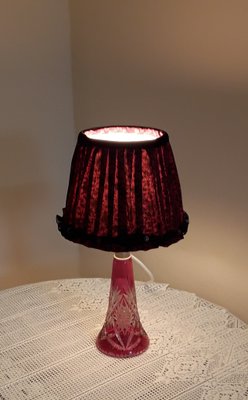 Vintage Red Table Lamp with Polished Conical Foot-HOI-1394063