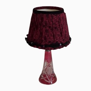 Vintage Red Table Lamp with Polished Conical Foot-HOI-1394063