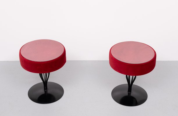 Vintage Red Velvet Side Tables from De Ster Gelderland, 2000, Set of 2-GCG-2041824