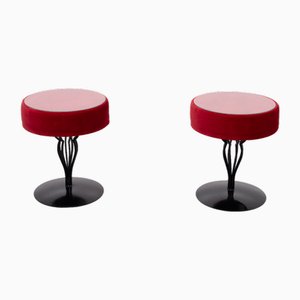 Vintage Red Velvet Side Tables from De Ster Gelderland, 2000, Set of 2-GCG-2041824