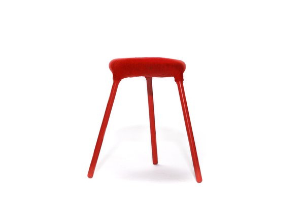 Vintage Red Yarn Wrapped PS Eskilstuna Stool from Ikea-FHP-980309