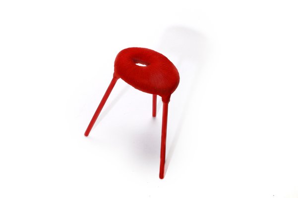 Vintage Red Yarn Wrapped PS Eskilstuna Stool from Ikea-FHP-980309