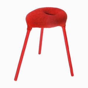 Vintage Red Yarn Wrapped PS Eskilstuna Stool from Ikea-FHP-980309