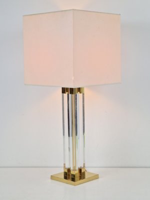 Vintage Regency Acrylic & Brass Table Lamp, Italy, 1970s-AXJ-2020485