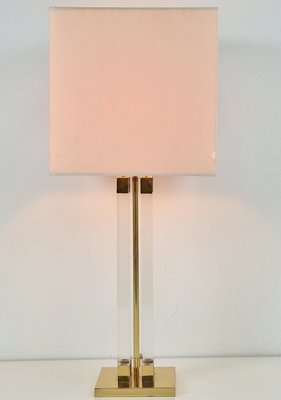 Vintage Regency Acrylic & Brass Table Lamp, Italy, 1970s-AXJ-2020485