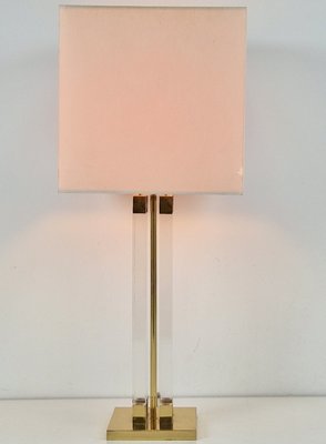 Vintage Regency Acrylic & Brass Table Lamp, Italy, 1970s-AXJ-2020485