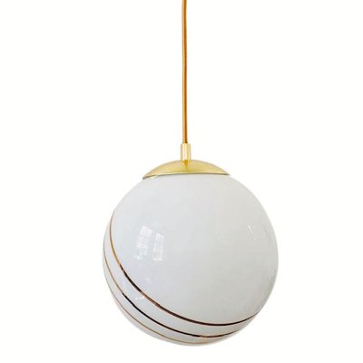 Vintage Regency Ball Lamp in Milk Glass Gold-BMU-1807639