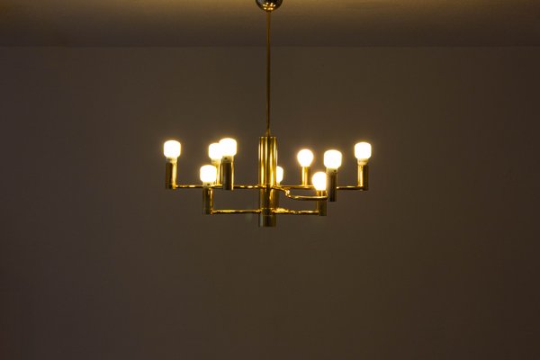 Vintage Regency Brass Chandelier, 1980s-LIO-1787618