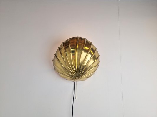 Vintage Regency Brass Shell Wall Lamp, Italy, 1980s-AXJ-1788998