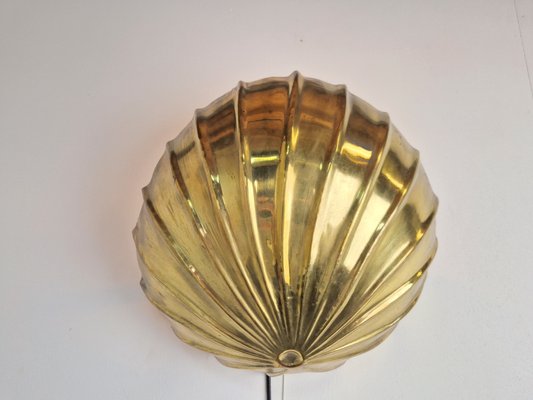 Vintage Regency Brass Shell Wall Lamp, Italy, 1980s-AXJ-1788998