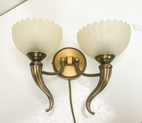 Vintage Regency Bronze and Glass Wall Light from Massive, 1970s-WZZ-1746316