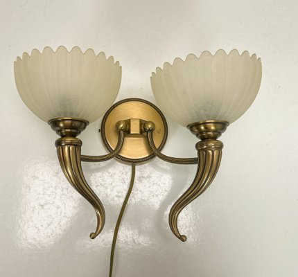 Vintage Regency Bronze and Glass Wall Light from Massive, 1970s-WZZ-1746316