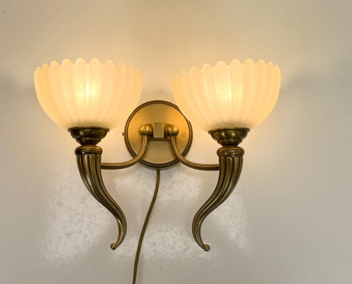 Vintage Regency Bronze and Glass Wall Light from Massive, 1970s-WZZ-1746316