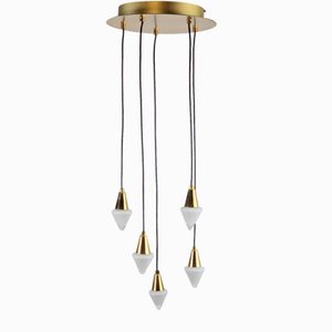 Vintage Regency Cascade Pendant Lamp in Glass & Brass by Herbert Schmidt Leuchten, 1970s-AXJ-2020536