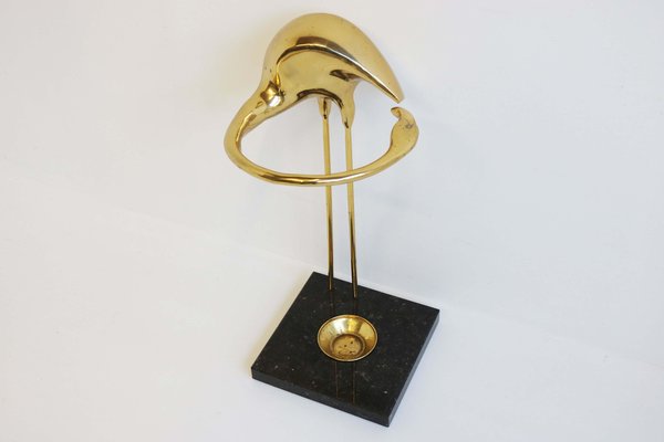 Vintage Regency Flamingo Umbrella Stand in Black Marble & Brass by Willy Daro, 1960-WIP-2041234