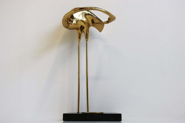 Vintage Regency Flamingo Umbrella Stand in Black Marble & Brass by Willy Daro, 1960-WIP-2041234