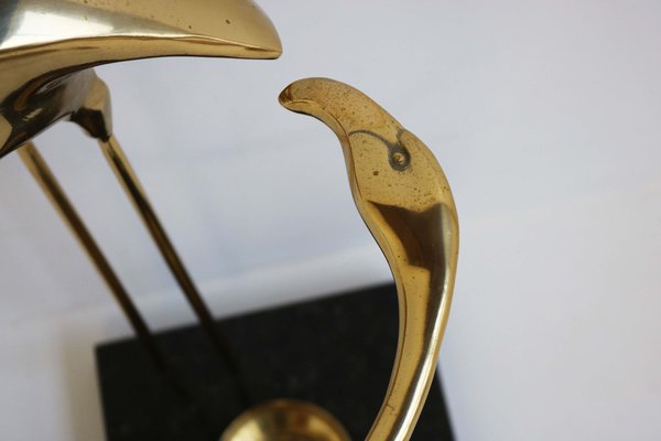 Vintage Regency Flamingo Umbrella Stand in Black Marble & Brass by Willy Daro, 1960-WIP-2041234