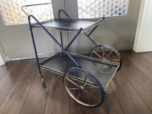 Vintage Regency Italian Brass and Metal Bar Cart, 1950s-DE-1403171